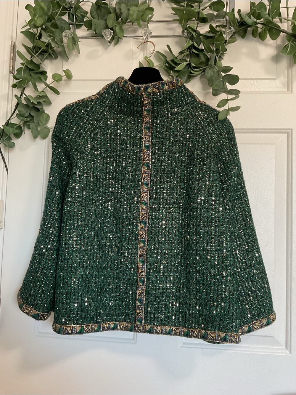 CHANEL VINTAGE PARIS BYZANCE GREEN GOLD JACKET GRIPOIX BUTTONS. FR 48 - Picture 7 of 16
